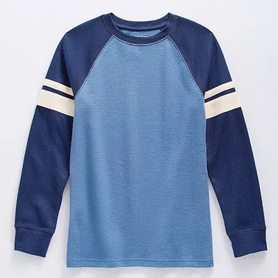 Thereabouts Little & Big Kid Boys Crew Neck Long Sleeve Athletic Fit Thermal Top In Blue