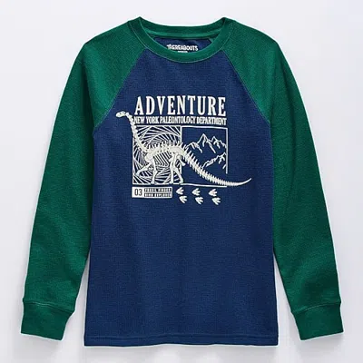 Thereabouts Little & Big Kid Boys Crew Neck Long Sleeve Athletic Fit Thermal Top In Green