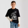 Thereabouts Little & Big Kid Boys Crew Neck Long Sleeve Oversized Graphic T-shirt In Black