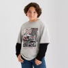 Thereabouts Little & Big Kid Boys Crew Neck Long Sleeve Oversized Graphic T-shirt In Gray