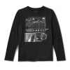 Thereabouts Little & Big Kid Boys Crew Neck Long Sleeve Regular Fit Graphic T-shirt In Black
