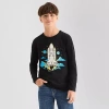 Thereabouts Little & Big Kid Boys Crew Neck Long Sleeve Regular Fit Graphic T-shirt In Black