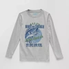 Thereabouts Little & Big Kid Boys Crew Neck Long Sleeve Regular Fit Graphic T-shirt In Gray