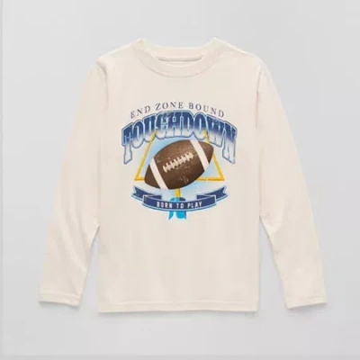 Thereabouts Little & Big Kid Boys Crew Neck Long Sleeve Regular Fit Graphic T-shirt In Sand