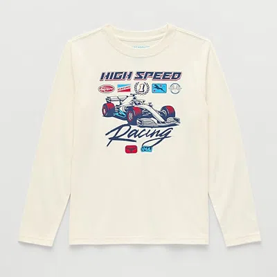Thereabouts Little & Big Kid Boys Crew Neck Long Sleeve Regular Fit Graphic T-shirt In Neutral