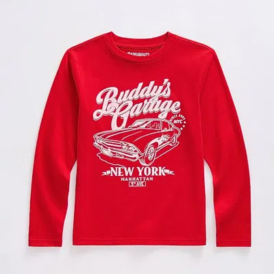 Thereabouts Little & Big Kid Boys Crew Neck Long Sleeve Regular Fit Graphic T-shirt In Red