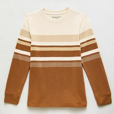 Thereabouts Little & Big Kid Boys Crew Neck Long Sleeve Regular Fit Thermal Top In Brown