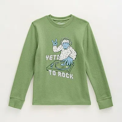 Thereabouts Little & Big Kid Boys Crew Neck Long Sleeve Regular Fit Thermal Top In Green