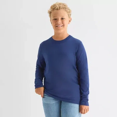 Thereabouts Little & Big Kid Boys Crew Neck Long Sleeve T-shirt In Blue