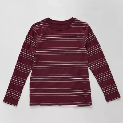 Thereabouts Little & Big Kid Boys Crew Neck Long Sleeve T-shirt In Red