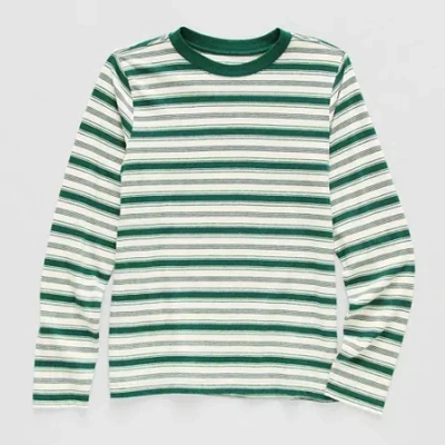 Thereabouts Little & Big Kid Boys Crew Neck Long Sleeve T-shirt In Sand