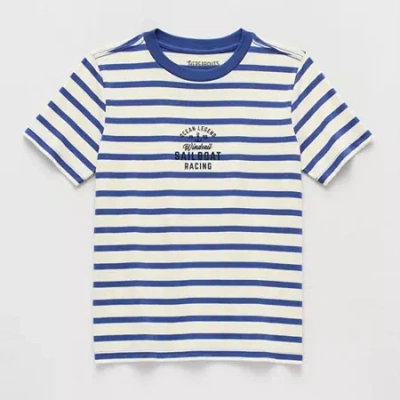Thereabouts Little & Big Kid Boys Crew Neck Short Sleeve Regular Fit Graphic T-shirt In Blue