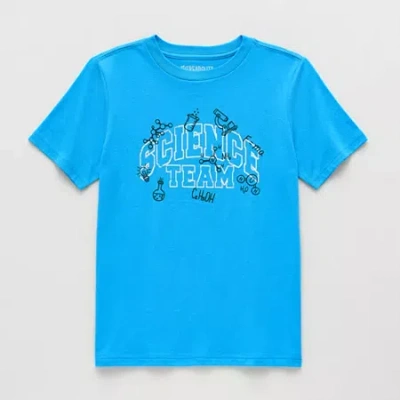 Thereabouts Little & Big Kid Boys Crew Neck Short Sleeve Regular Fit Graphic T-shirt In Blue