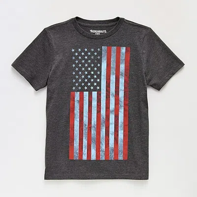 Thereabouts Little & Big Kid Boys Crew Neck Short Sleeve Regular Fit Graphic T-shirt In Gray