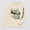 Thereabouts Little & Big Kid Boys Easy-on + Easy-off Sensory Friendly Crew Neck Long Sleeve Adaptive Regular Fit In Sand