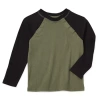 Thereabouts Little & Big Kid Boys Easy-on + Easy-off Sensory Friendly Crew Neck Long Sleeve Adaptive T-shirt In Green
