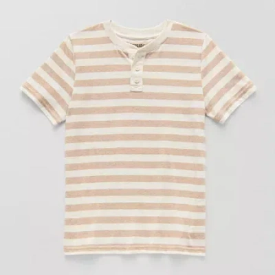 Thereabouts Little & Big Kid Boys Easy-on + Easy-off Sensory Friendly Short Sleeve Adaptive Regular Fit Henley S In Sand