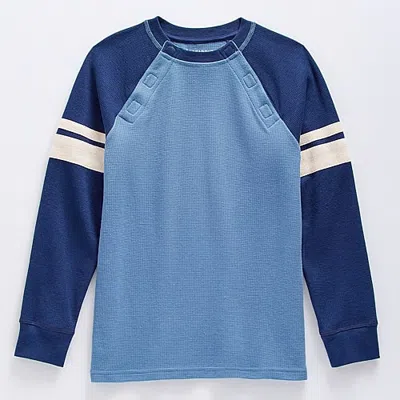Thereabouts Little & Big Kid Boys Easy-on + Easy-off Sensory Friendly Crew Neck Long Sleeve Adaptive Athletic Fi In Blue