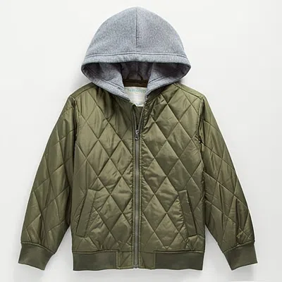 Thereabouts Little & Big Kid Boys Hooded Lightweight Bomber Jacket In Green