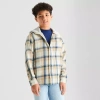 Thereabouts Little & Big Kid Boys Hooded Long Sleeve Cuffed Regular Fit Button-down Shirt In Sand