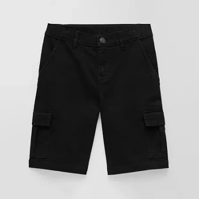 Thereabouts Little & Big Kid Boys Husky Stretch Fabric Adjustable Waist Cargo Short In Black