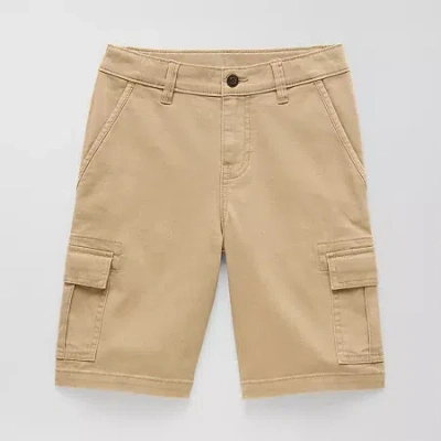 Thereabouts Little & Big Kid Boys Husky Stretch Fabric Adjustable Waist Cargo Short In Sand