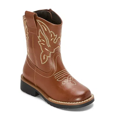 Thereabouts Little & Big Kid Boys Jace Block Heel Cowboy Boots In Brown