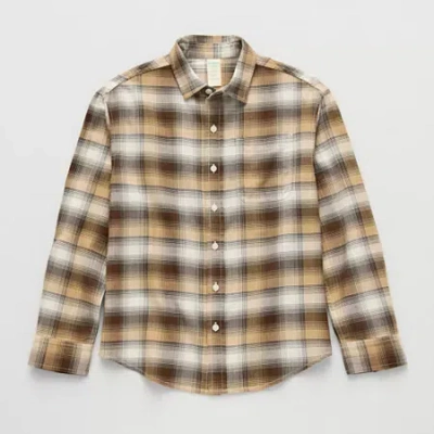 Thereabouts Little & Big Kid Boys Long Sleeve Cuffed Regular Fit Button-down Shirt In Multi