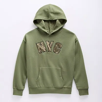 Thereabouts Little & Big Kid Boys Long Sleeve Fleece Hoodie In Beige