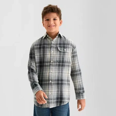 Thereabouts Little & Big Kid Boys Long Sleeve Regular Fit Flannel Shirt In Black