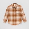 Thereabouts Little & Big Kid Boys Long Sleeve Regular Fit Flannel Shirt In Brown