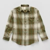 Thereabouts Little & Big Kid Boys Long Sleeve Regular Fit Flannel Shirt In Green