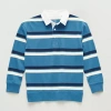 Thereabouts Little & Big Kid Boys Long Sleeve Regular Fit Spread Collar Rugby Shirt In Blue