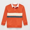 Thereabouts Little & Big Kid Boys Long Sleeve Regular Fit Spread Collar Rugby Shirt In Orange
