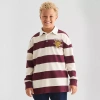 Thereabouts Little & Big Kid Boys Long Sleeve Regular Fit Spread Collar Rugby Shirt In Red