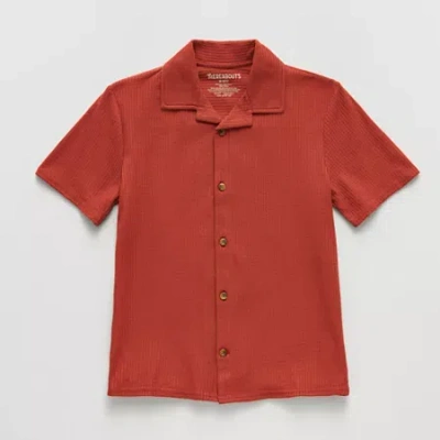 Thereabouts Little & Big Kid Boys Short Sleeve Fitted Regular Fit Button-down Shirt In Brown