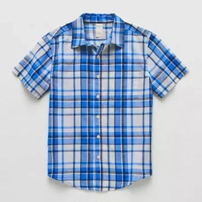 Thereabouts Little & Big Kid Boys Short Sleeve Regular Fit Button-down Shirt In Blue