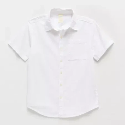 Thereabouts Little & Big Kid Boys Short Sleeve Regular Fit Button-down Shirt In White
