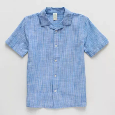 Thereabouts Little & Big Kid Boys Short Sleeve Regular Fit Button-down Shirt In Blue