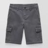 Thereabouts Little & Big Kid Boys Stretch Fabric Adjustable Waist Cargo Short In Gray