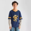 Thereabouts Little & Big Kid Boys V Neck Long Sleeve Regular Fit Graphic T-shirt In Blue