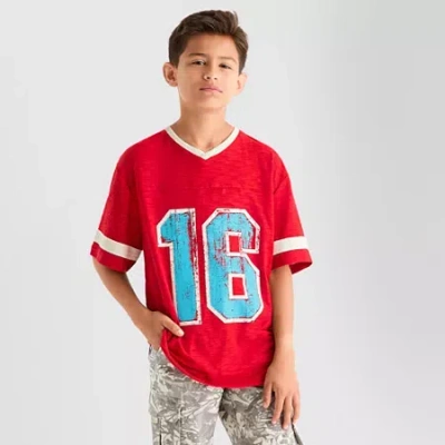 Thereabouts Little & Big Kid Boys V Neck Short Sleeve Regular Fit Graphic T-shirt In Red