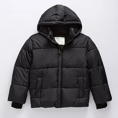 Thereabouts Little & Big Kid Boys Water Resistant Heavyweight Puffer Jacket In Black