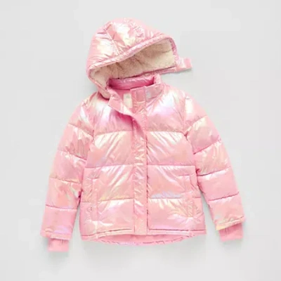 Thereabouts Little & Big Kid Girls Adaptive Water Resistant Easy-on + Easy-off Heavyweight Puffer Jacket In Pink