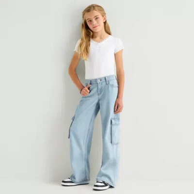 Thereabouts Little & Big Kid Girls Adjustable Waist Low Rise Baggy Fit Cargo Jean In Multi