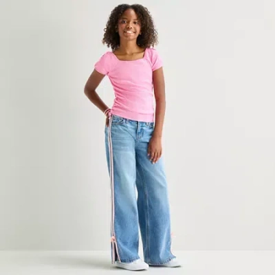 Thereabouts Little & Big Kid Girls Adjustable Waist Low Rise Baggy Fit Jean In Blue
