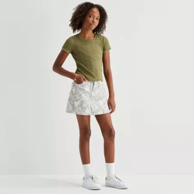 Thereabouts Little & Big Kid Girls Adjustable Waist Midi Denim Skirt In Neutral
