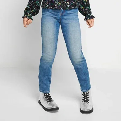 Thereabouts Little & Big Kid Girls Adjustable Waist Stretch Fabric Straight Leg Jean In Blue