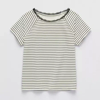Thereabouts Little & Big Kid Girls Boat Neck Short Sleeve Lace Trim T-shirt In Multi