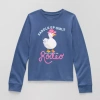 Thereabouts Little & Big Kid Girls Crew Neck Long Sleeve Regular Fit Graphic T-shirt In Blue